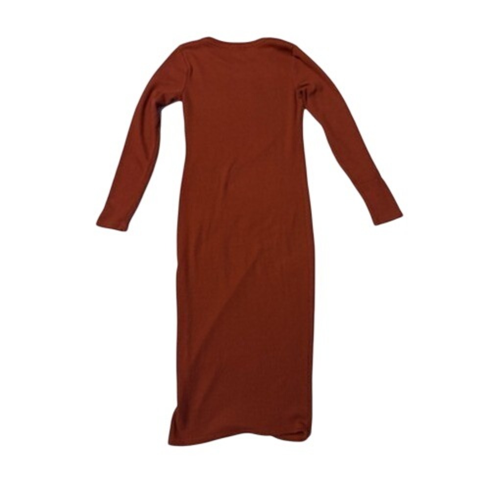 Heart & Hips Ribbed Midi Dress Womens Size M Rust Orange Excellent Body Long S